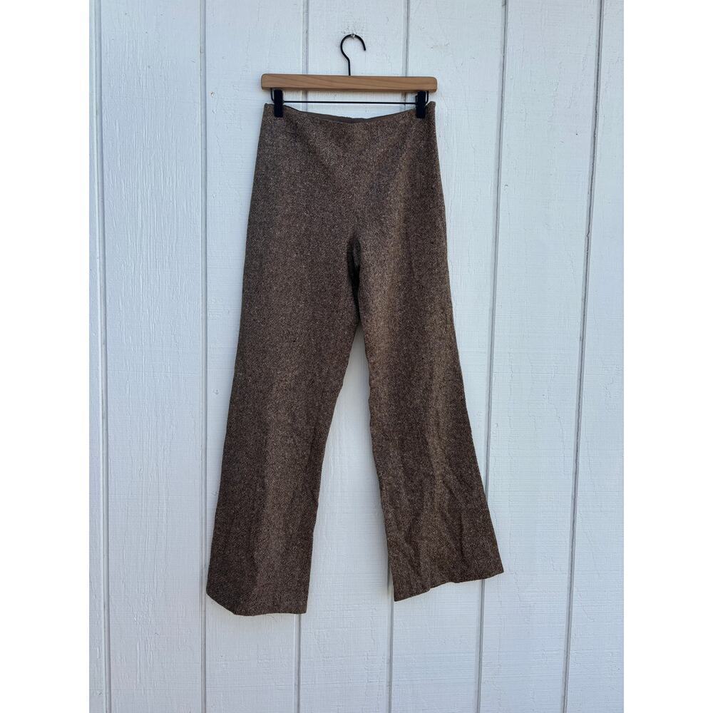 Brown Tweed Wide Leg‎ Pants, Recycled Wool Blend, Size 5/6